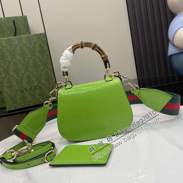 Gucci專櫃古馳最新款Bamboo 1947系列迷你竹節手提包肩背女包 jh2448型號：786482